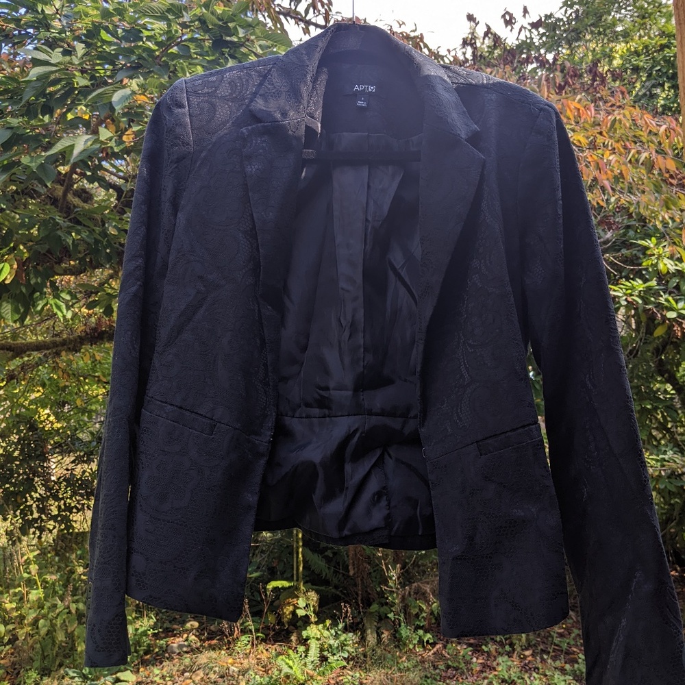 Apt 9 Black Lace Patterned Blazer Size 8